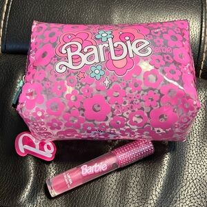 Barbie Small Cosmetic Case & Lip Oil Bundle New